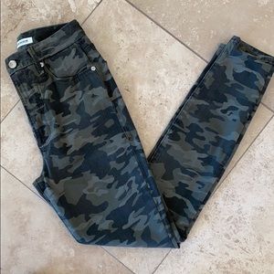 Good American good waist green army printed jeans